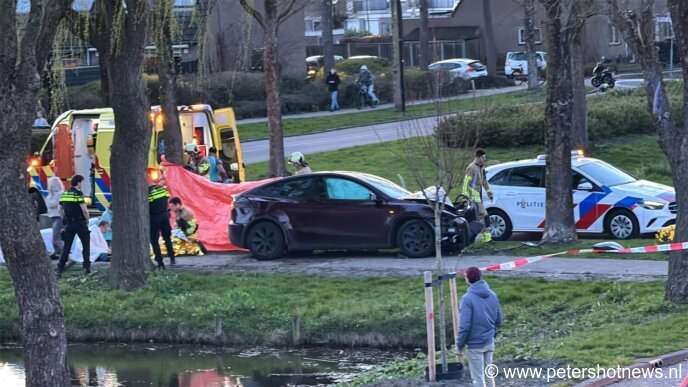 Tesla klapt op boom in Wilnis, meerdere gewonden